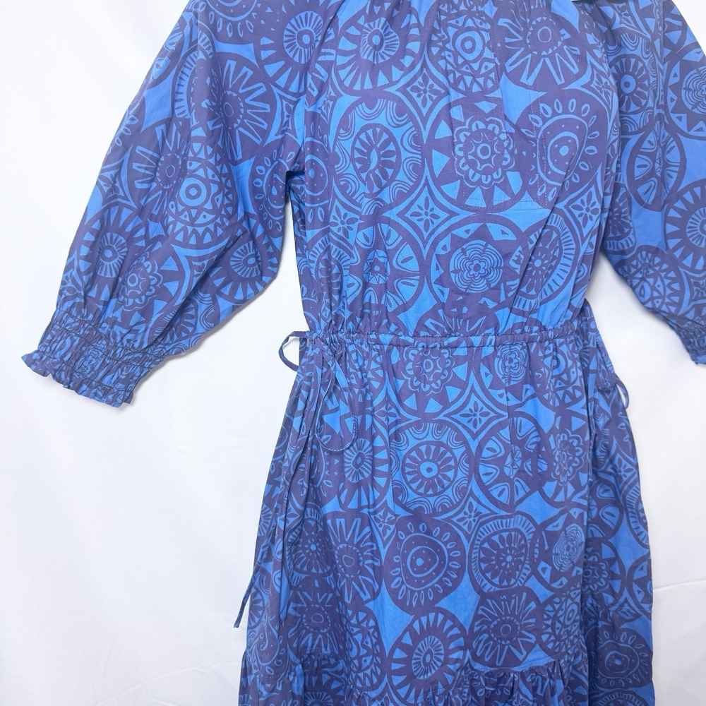 Marie Oliver Womens Farin Tiered Midi Dress XS Sodalite Coin Print Luxury $438 - Picture 4 of 13